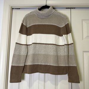 Vintage Liz Claiborne Crazy Horse Striped Turtleneck Sweater Size Small Petite